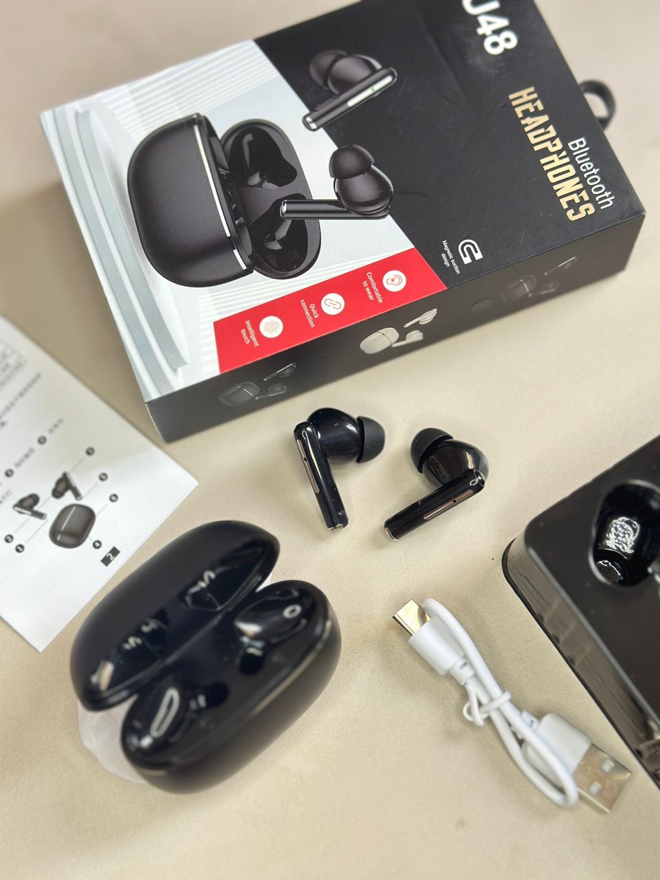 U48 True Wireless Headphones | ইন্টেলিজেন্ট টাচ, ম্যাগনেটিক সাকশন | >4h মিউজিক TWS Earbuds | কুইক কানেকশন, ১ ঘণ্টা ফাস্ট চার্জিং | কমফোর্টেবল ফিট ওয়্যারলেস হেডসেট