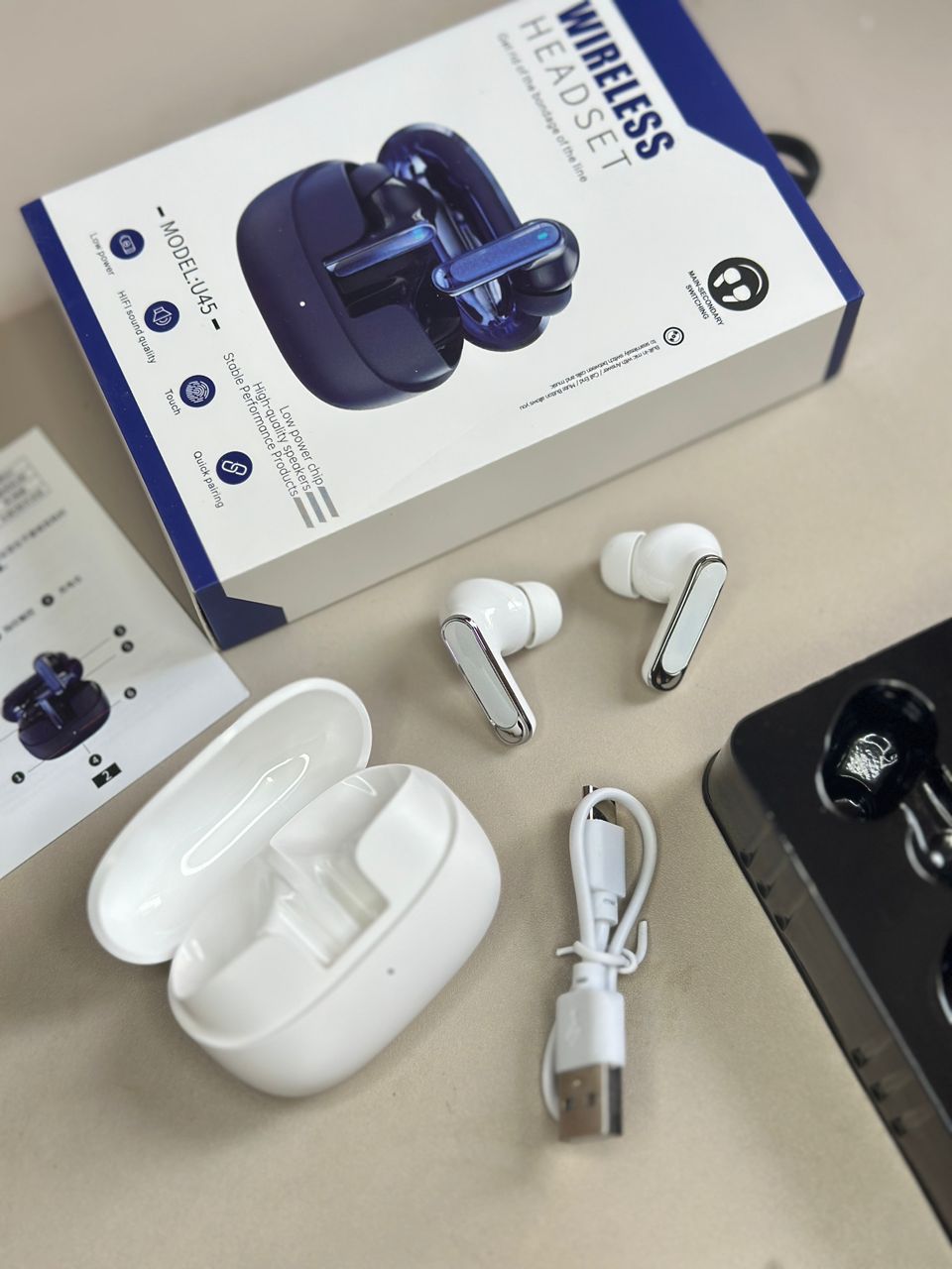 U45 Wireless Headset | HiFi সাউন্ড, লো পাওয়ার, টাচ কন্ট্রোল | TWS স্ট্যাবল পারফর্ম্যান্স | আল্ট্রা-লাইট TWS Earbuds | HD মাইক, মেইন-সেকেন্ডারি সুইচিং | কুইক পেয়ারিং