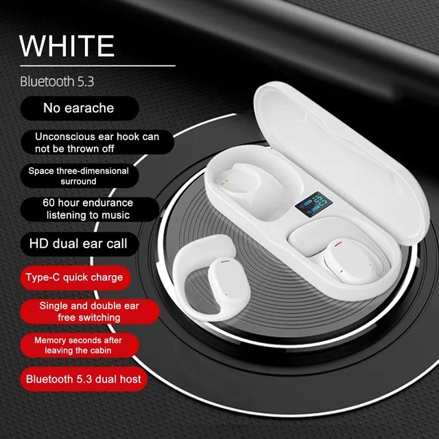 JS270 True Wireless Stereo Open-Ear Bluetooth Headphone - Hi-Fi Sound & LED Display