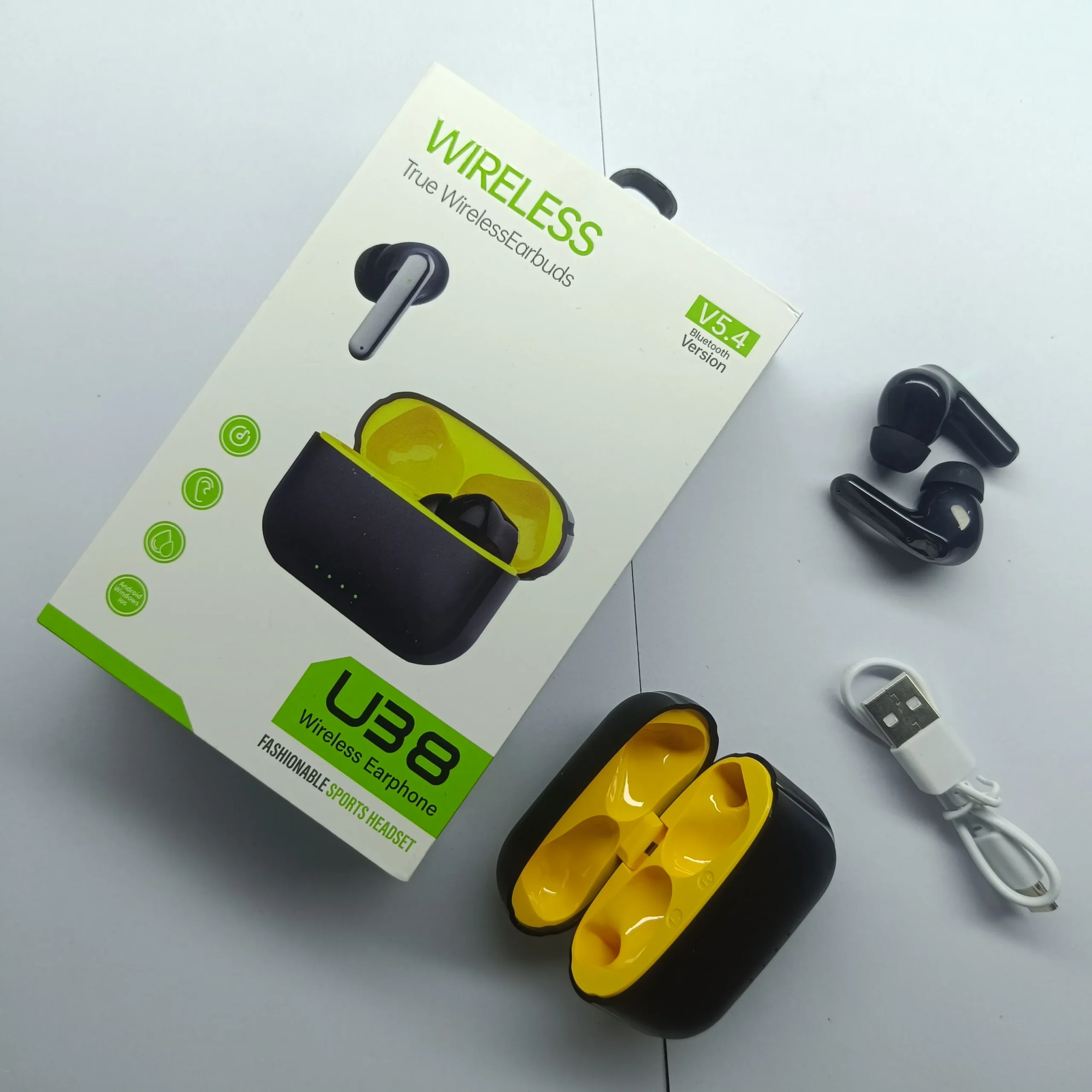 U38 True Wireless Earbuds V5.4 | ফ্যাশানেবল স্পোর্টস হেডসেট | টাচ কন্ট্রোল TWS